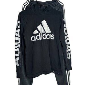 Adidas Kids Black long sleeve shirts order and gray sweatpants bundle size L/XL